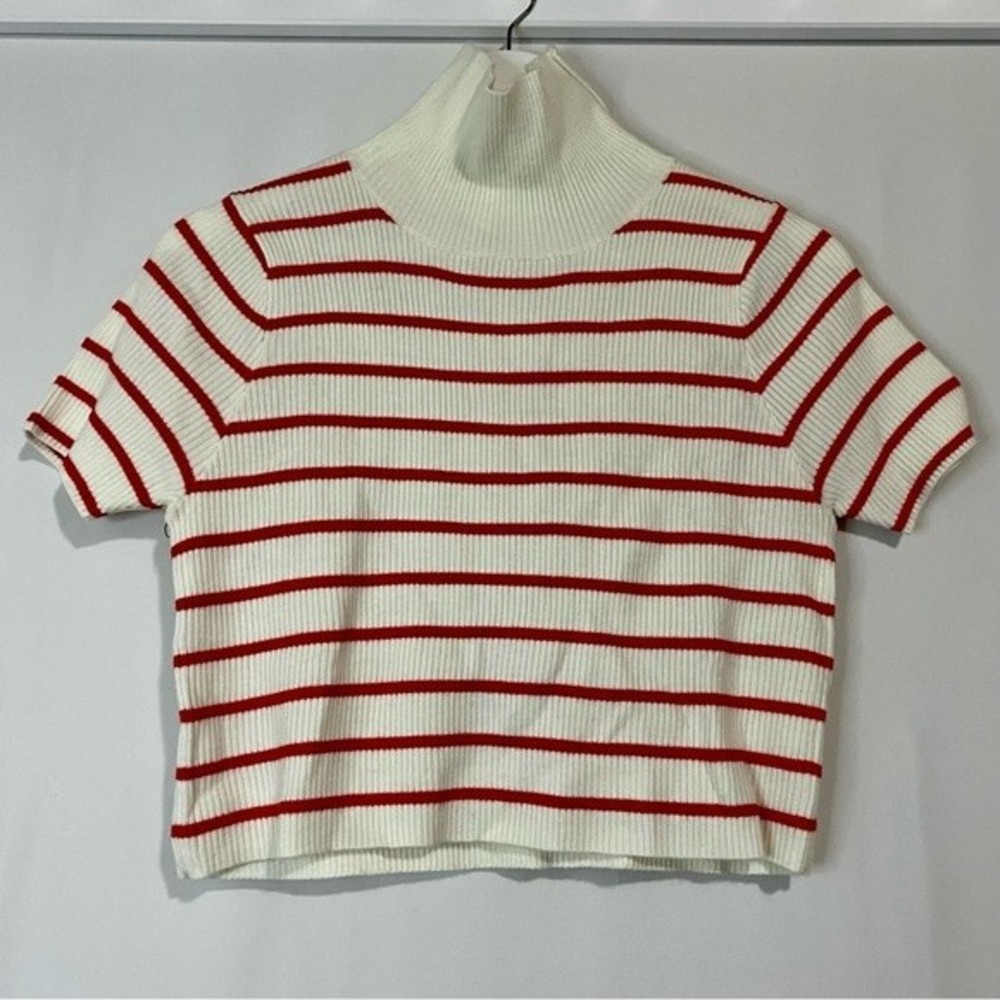 Callahan Red and White Striped Turtleneck Sweater